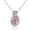 Oval Cut Pink Sapphire Bezel Set Pendant Necklace in Sterling Silver