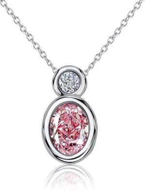 Oval Cut Pink Sapphire Bezel Set Pendant Necklace in Sterling Silver