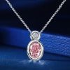 Oval Cut Pink Sapphire Bezel Set Pendant Necklace in Sterling Silver
