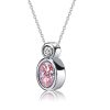 Oval Cut Pink Sapphire Bezel Set Pendant Necklace in Sterling Silver