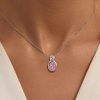 Oval Cut Pink Sapphire Bezel Set Pendant Necklace in Sterling Silver