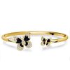 18K Gold Plated Sterling Silver Dancing Butterfly Bangle Bracelet for Women