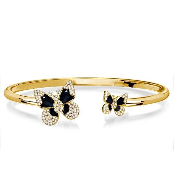 18K Gold Plated Sterling Silver Dancing Butterfly Bangle Bracelet for Women