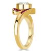Vintage Style Round Cut Ruby and Sapphire Ring, 1.00 CT. TW., 18K Gold Plated Sterling Silver