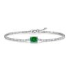 Emerald & Round Cut Simulated Diamond Tennis Bracelet in Sterling Silver