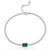 Emerald & Round Cut Simulated Diamond Tennis Bracelet in Sterling Silver