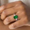 Sterling Silver Three Stone Engagement Ring for Women with 2.50 CT. Center Stone