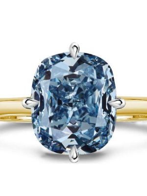 Blue Topaz Solitaire Engagement Ring | Cushion Cut Center Stone | Sterling Silver Setting