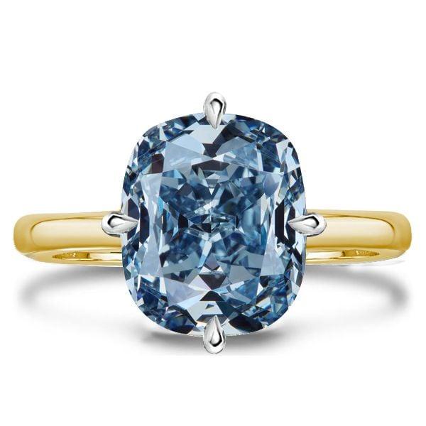 Blue Topaz Solitaire Engagement Ring | Cushion Cut Center Stone | Sterling Silver Setting