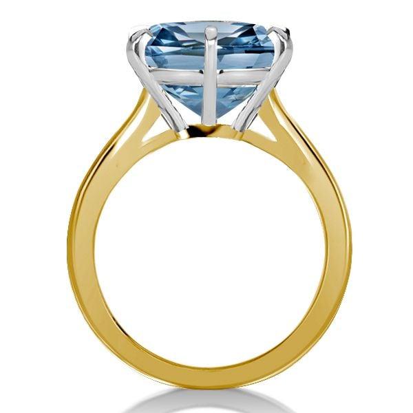 Blue Topaz Solitaire Engagement Ring | Cushion Cut Center Stone | Sterling Silver Setting