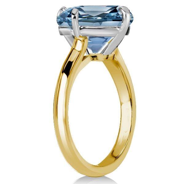 Blue Topaz Solitaire Engagement Ring | Cushion Cut Center Stone | Sterling Silver Setting