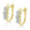 Sparkling Round Cut Flower Gold Hoop Earrings in Sterling Silver