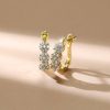 Sparkling Round Cut Flower Gold Hoop Earrings in Sterling Silver