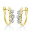 Sparkling Round Cut Flower Gold Hoop Earrings in Sterling Silver