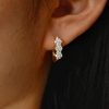 Sparkling Round Cut Flower Gold Hoop Earrings in Sterling Silver