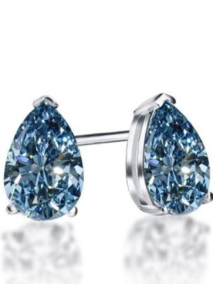 Pear-Shaped Blue Topaz Stud Earrings in 925 Sterling Silver