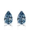 Pear-Shaped Blue Topaz Stud Earrings in 925 Sterling Silver