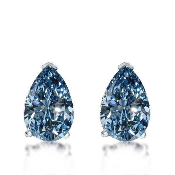 Pear-Shaped Blue Topaz Stud Earrings in 925 Sterling Silver