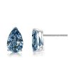 Pear-Shaped Blue Topaz Stud Earrings in 925 Sterling Silver