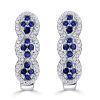 Sterling Silver Blue & White Sapphire Hoop Earrings | 1.30 CTW