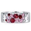 Flush Setting Pink Stone Ruby Wedding Band 0.88 CT. TW. in Rhodium Plated Sterling Silver