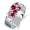 Flush Setting Pink Stone Ruby Wedding Band 0.88 CT. TW. in Rhodium Plated Sterling Silver