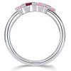 Flush Setting Pink Stone Ruby Wedding Band 0.88 CT. TW. in Rhodium Plated Sterling Silver