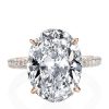 Oval Created White Sapphire Engagement Ring - 18K Rose Gold Plated Sterling Silver