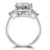 Three Stone Created White Sapphire Engagement Ring in Sterling Silver