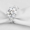 Three Stone Created White Sapphire Engagement Ring in Sterling Silver
