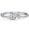 White Sapphire Trio Engagement Ring - 925 Sterling Silver