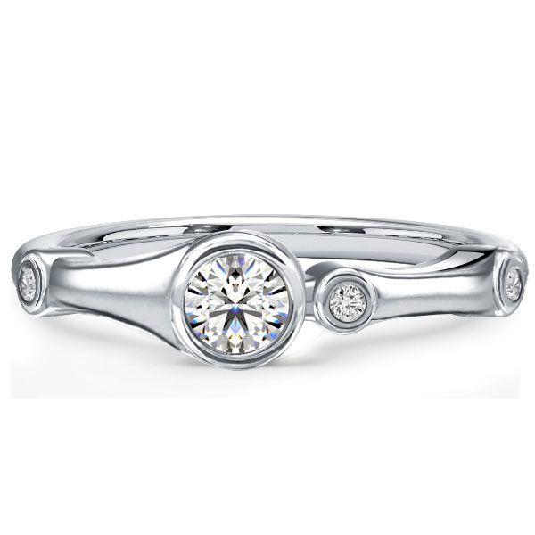 White Sapphire Trio Engagement Ring - 925 Sterling Silver