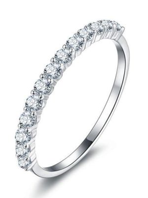 Sterling Silver Eternity Wedding Band with Created White Sapphires (0.39 CT. TW.)