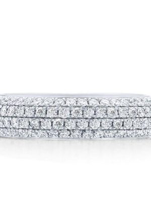 Four Row White Sapphire Half Eternity Wedding Band in Sterling Silver (2.00 CT)