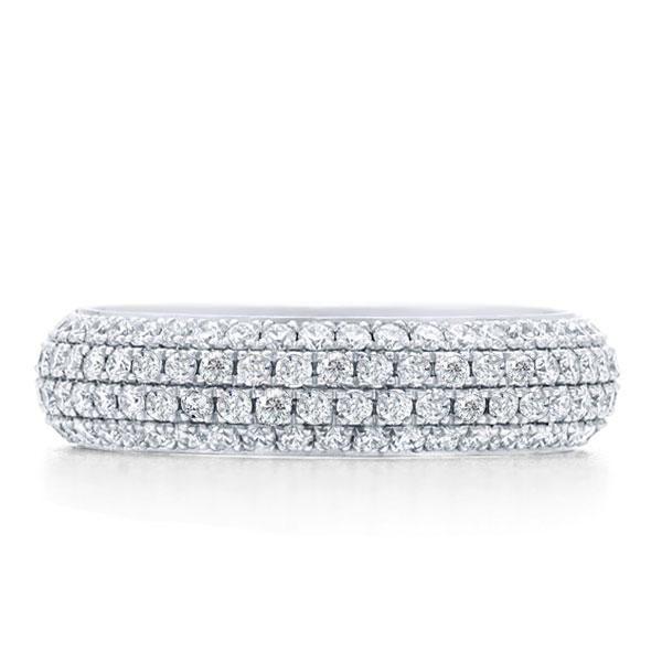 Four Row White Sapphire Half Eternity Wedding Band in Sterling Silver (2.00 CT)