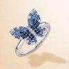 Dancing Butterfly Blue Sapphire Engagement Ring in Sterling Silver