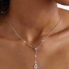 Halo Pear-Shaped Pendant Necklace - 925 Sterling Silver Drop Necklace for Women