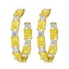 Luxury Yellow Topaz Hoop Earrings, 18K Gold Plated Sterling Silver