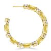 Luxury Yellow Topaz Hoop Earrings, 18K Gold Plated Sterling Silver