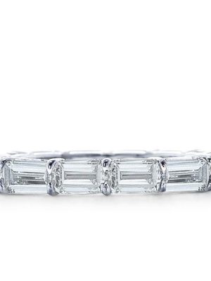 Baguette Eternity Band: 925 Sterling Silver Created White Sapphire Wedding Ring