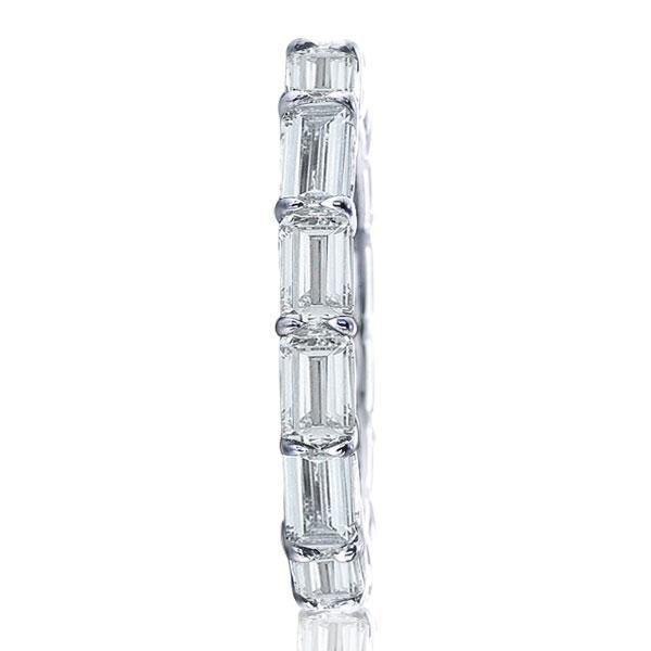 Baguette Eternity Band: 925 Sterling Silver Created White Sapphire Wedding Ring