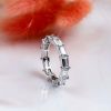 Baguette Eternity Band: 925 Sterling Silver Created White Sapphire Wedding Ring
