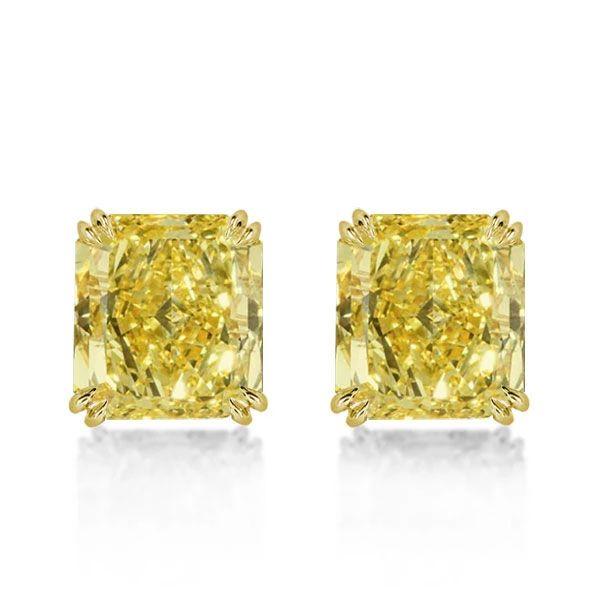 18K Gold Plated Sterling Silver Cushion Cut Created Topaz Stud Earrings (9.52 CTW)