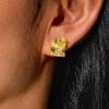 18K Gold Plated Sterling Silver Cushion Cut Created Topaz Stud Earrings (9.52 CTW)