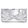 2.40 CT. TW. White Baguette Criss Cross Wedding Band for Women in Rhodium-Plated Sterling Silver