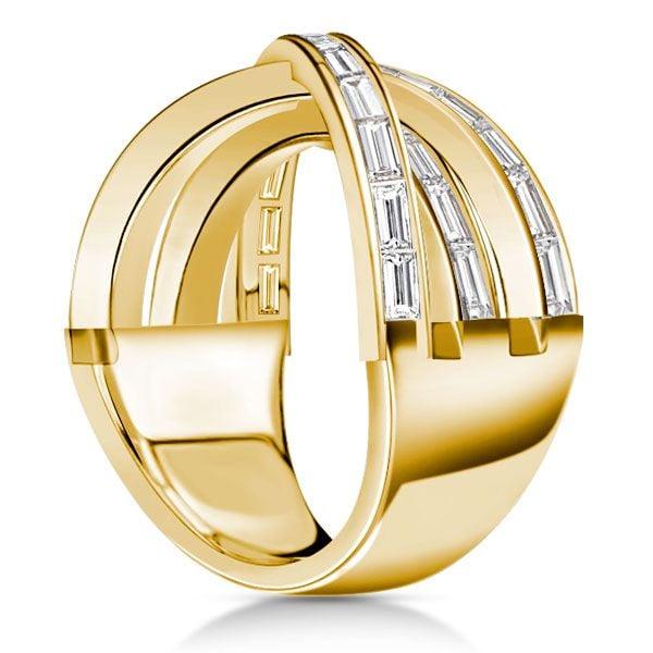 2.40 CT. TW. White Baguette Criss Cross Wedding Band for Women in Rhodium-Plated Sterling Silver