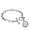 Personalized Hexagon Initial Charm Bracelet - Sterling Silver