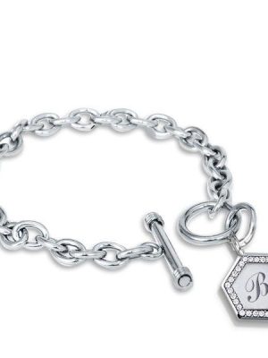 Personalized Hexagon Initial Charm Bracelet - Sterling Silver