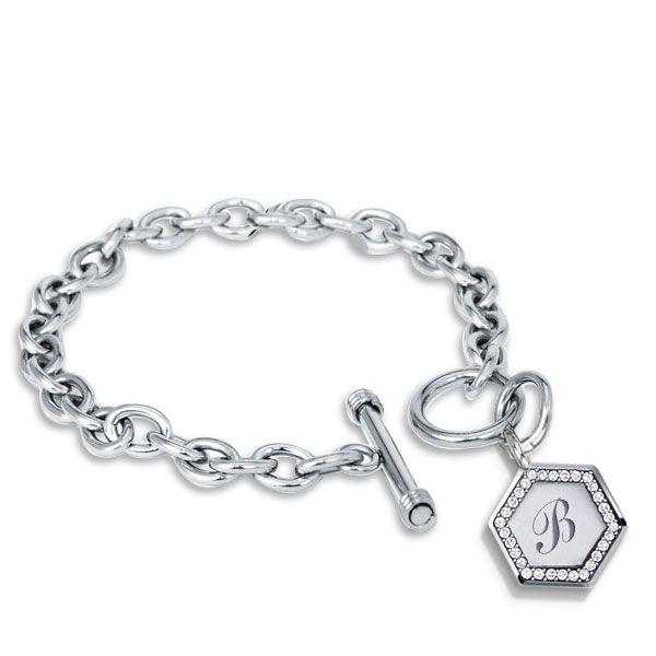 Personalized Hexagon Initial Charm Bracelet - Sterling Silver