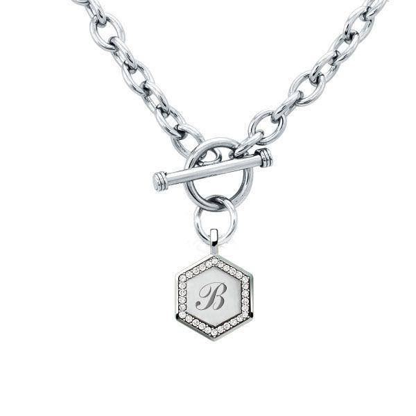 Personalized Hexagon Initial Charm Bracelet - Sterling Silver
